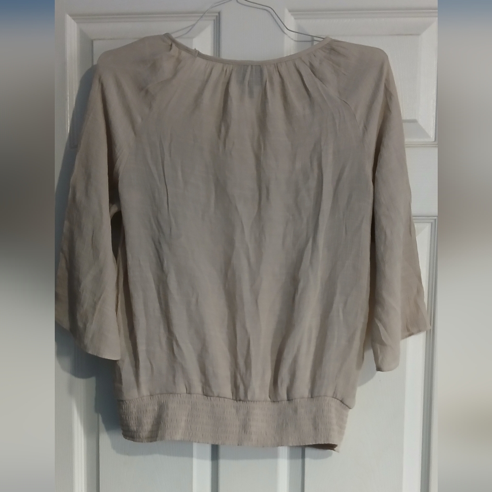 JM Collection Beige Blouse with Lace Details - Picture 3 of 7